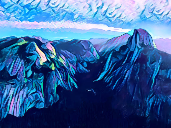 Aluminum Photo Panel - Yosemite - Half Dome & The Valley in Blue